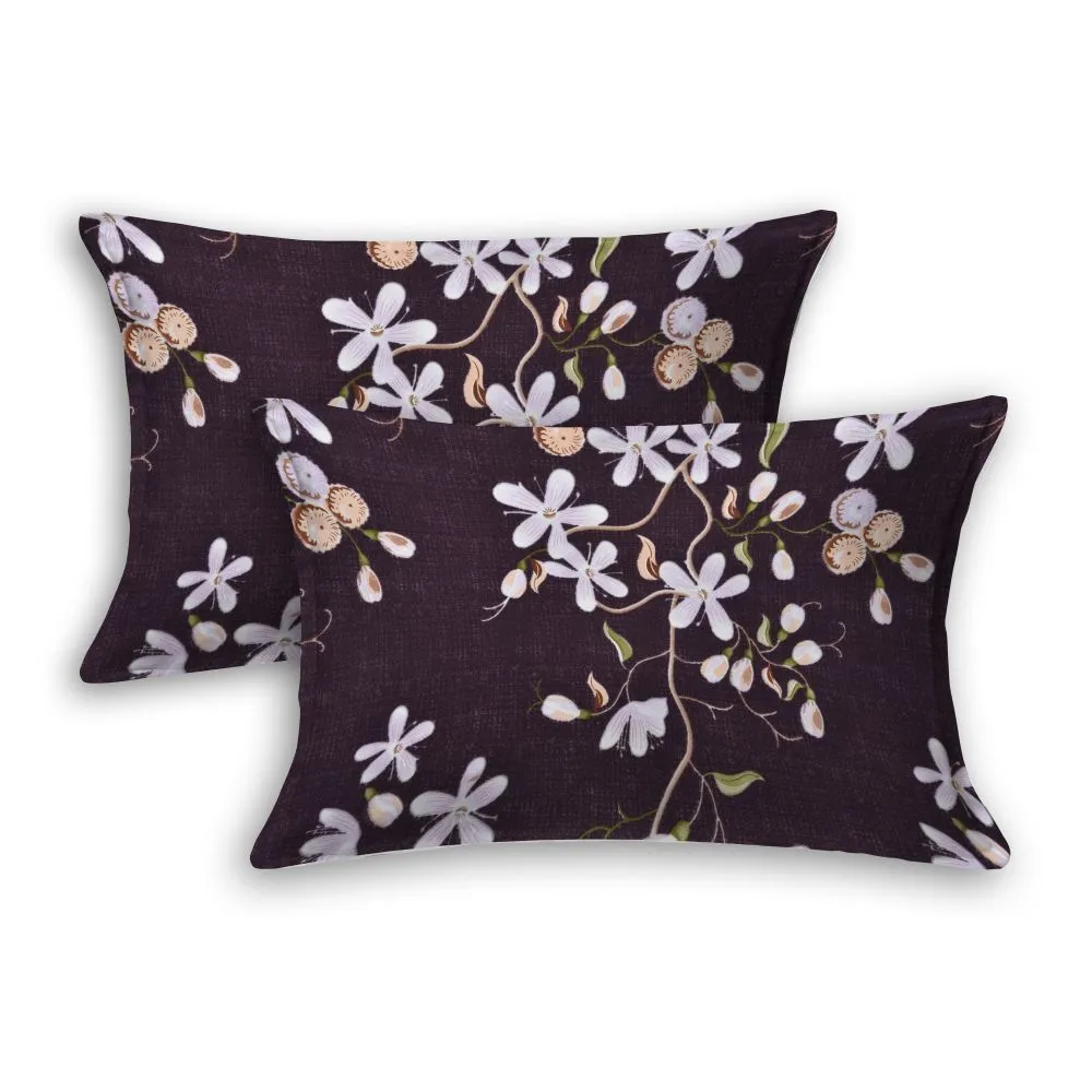 Jaipur Fabric Dense Jasmine Printed Purple Super Soft Double Bedsheet