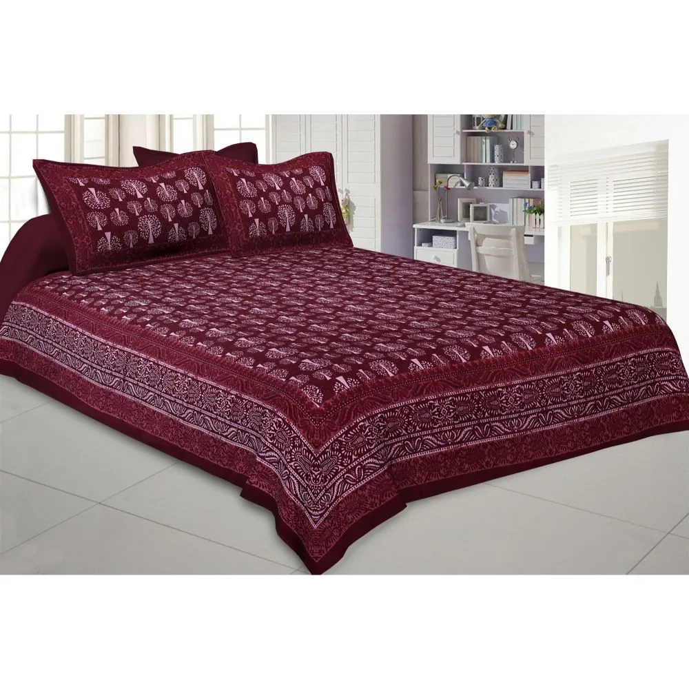 Jaipur Fabric Dense Palm Forest Designer Super Soft Cotton Double Bedsheet