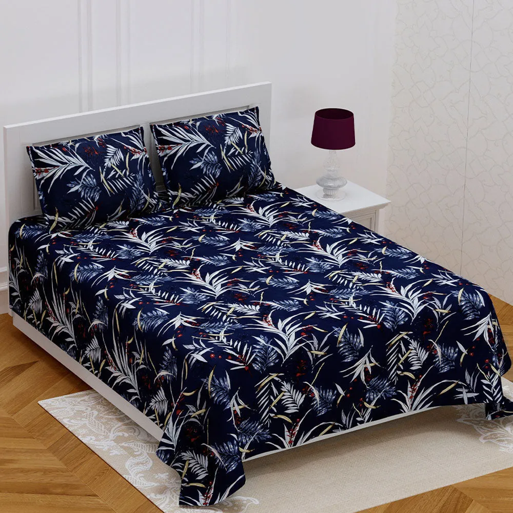 Jaipur Fabric Dense Thin Leafy Designer Super Soft Polymix Double Bedsheet