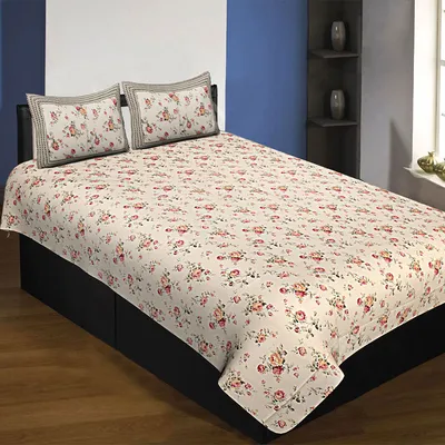 Jaipur Fabric Elegant Rose Designer Super Soft Cotton Single Bedsheet