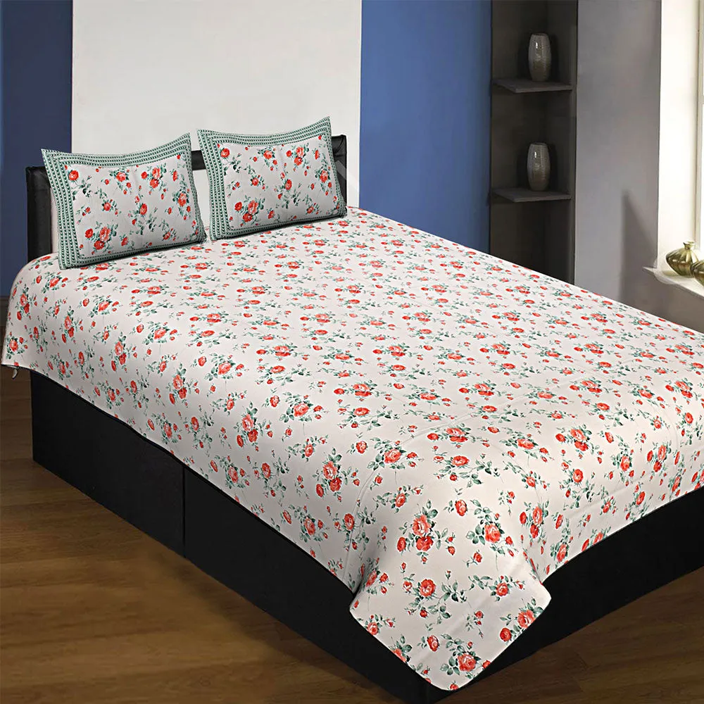 Jaipur Fabric Elegant Rose Designer Super Soft Cotton Single Bedsheet Pink