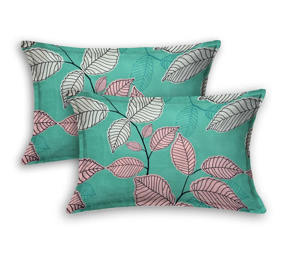 Jaipur Fabric Enchanting Teal Leafy Designer Super Soft Polymix Double Bedsheet