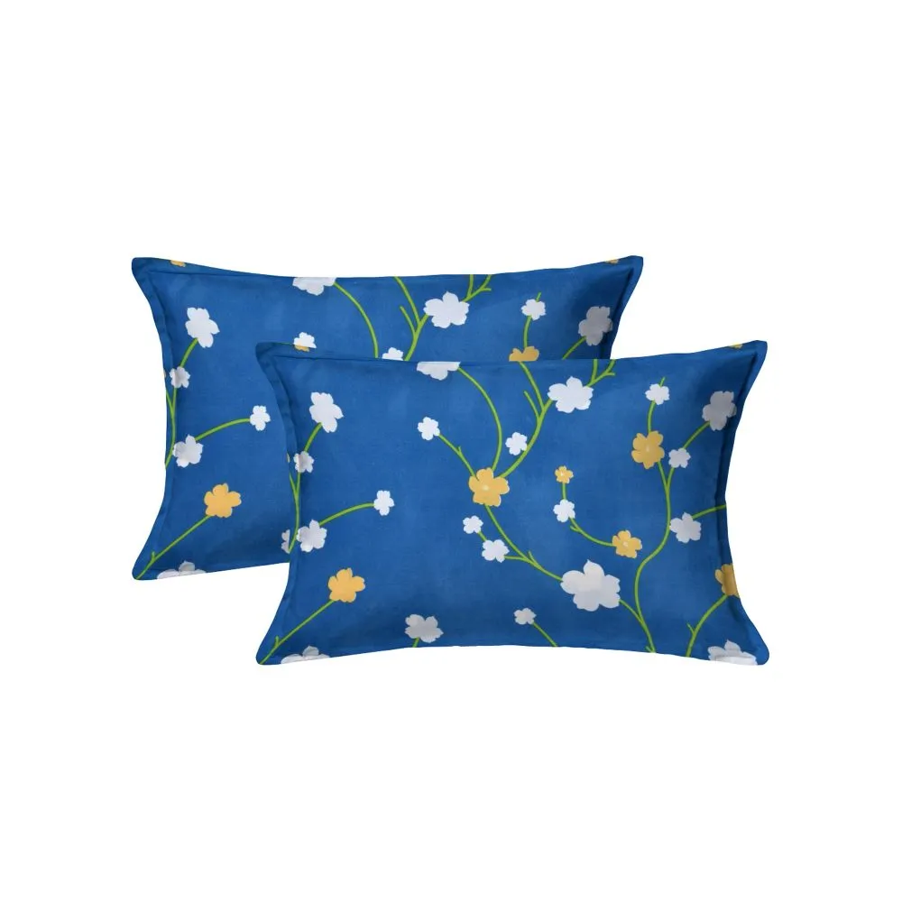 Jaipur Fabric Entangled Floral Sticks Blue Super Soft Double Bedsheet