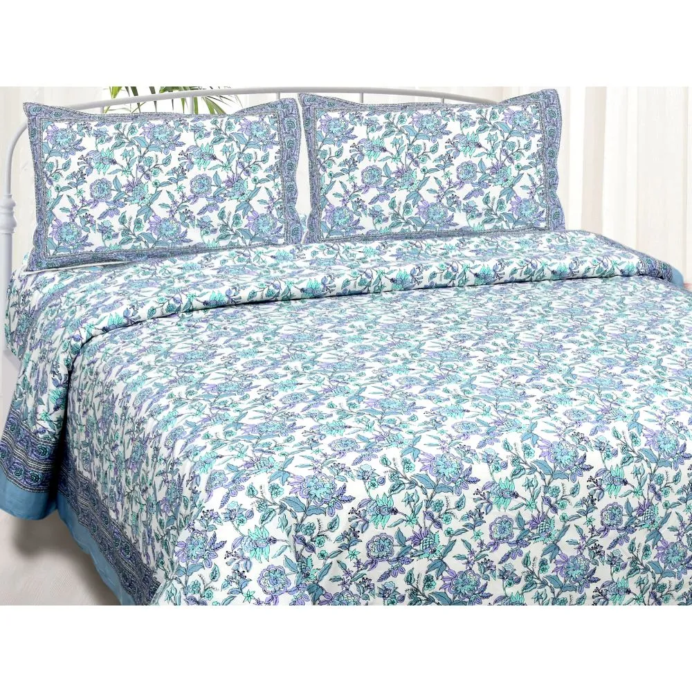Jaipur Fabric Entangled Leafy Design Super Soft Cotton Double Bedsheet