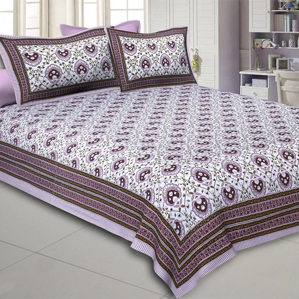 Jaipur Fabric Flickering Bale Cotton Double Bedsheet Pink