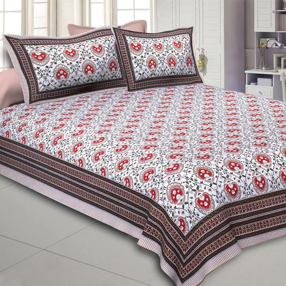 Jaipur Fabric Flickering Bale Cotton Double Bedsheet Pink