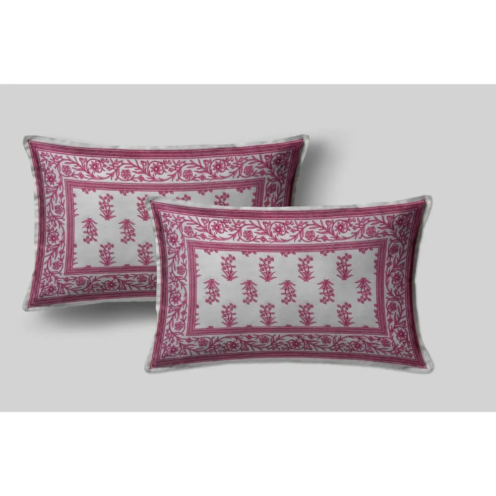 Jaipur Fabric Floral Bliss Cotton Double Bedsheet Blue