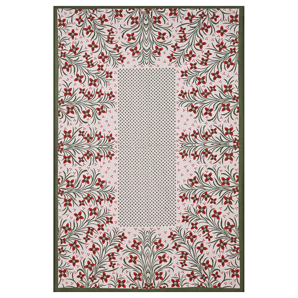 Jaipur Fabric Floral Bordered Super Soft Cotton Single Bedsheet Gray Border