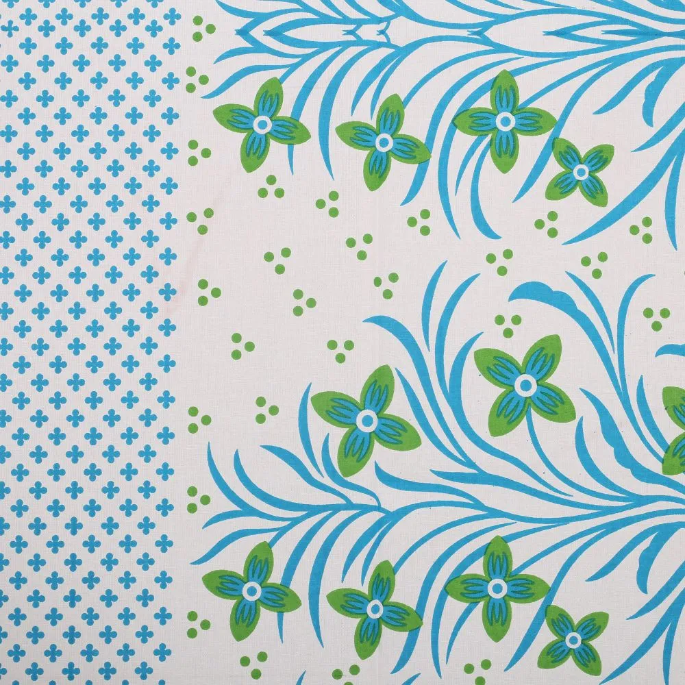 Jaipur Fabric Floral Bordered Super Soft Cotton Single Bedsheet Gray Border