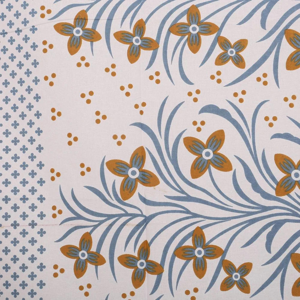 Jaipur Fabric Floral Bordered Super Soft Cotton Single Bedsheet Gray Border