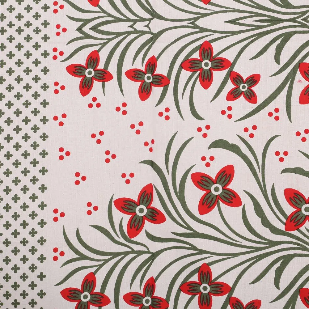 Jaipur Fabric Floral Bordered Super Soft Cotton Single Bedsheet Gray Border