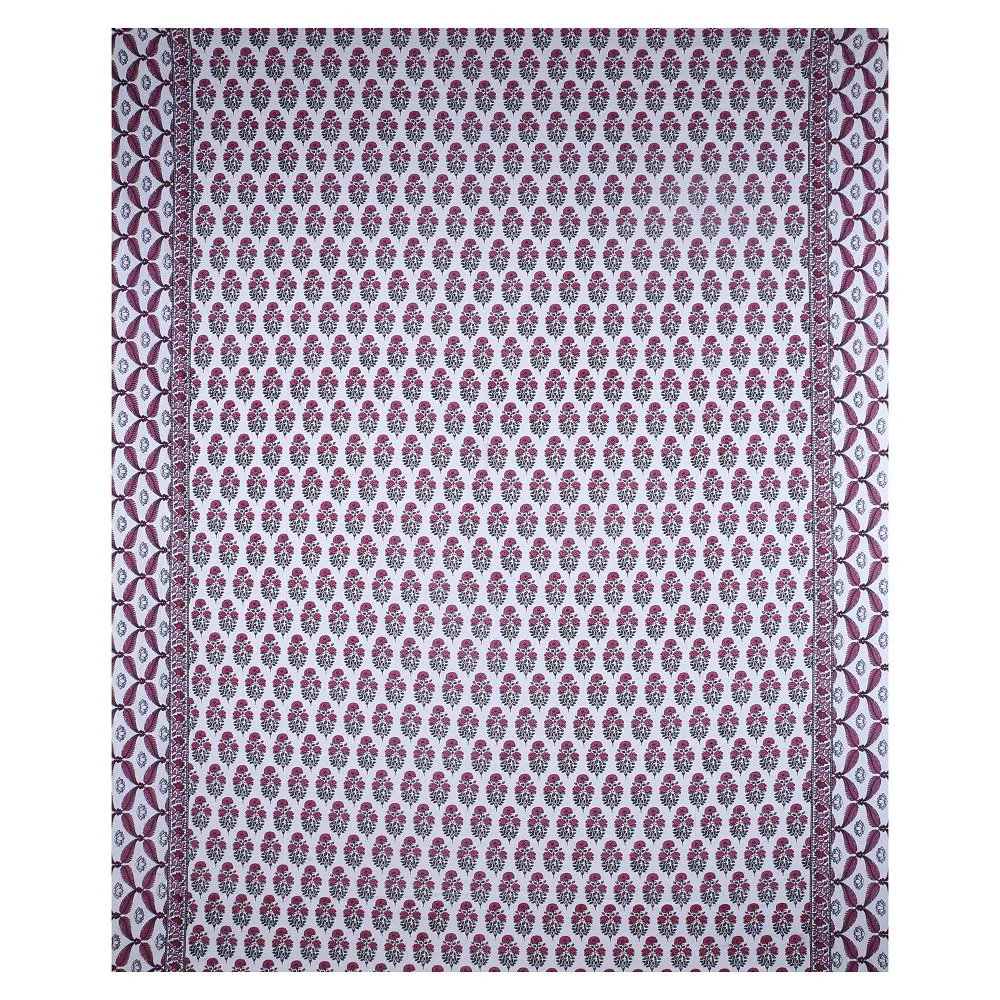 Jaipur Fabric Floral Corsage Cotton Double Bedsheet Blue