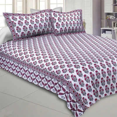 Jaipur Fabric Floral Corsage Cotton Double Bedsheet