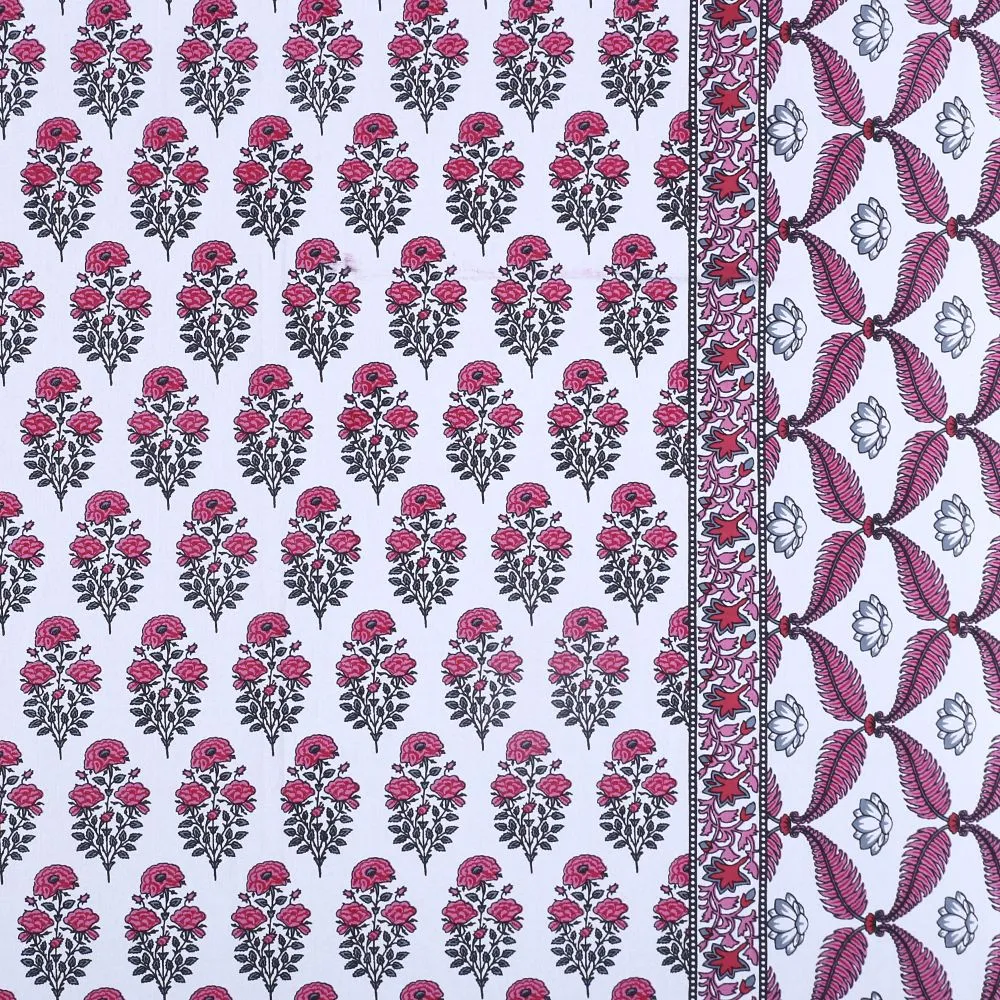 Jaipur Fabric Floral Corsage Cotton Double Bedsheet Blue