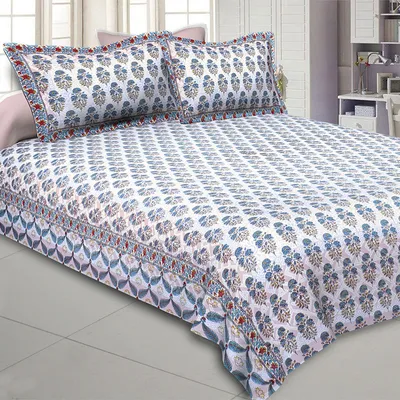 Jaipur Fabric Floral Corsage Cotton Double Bedsheet