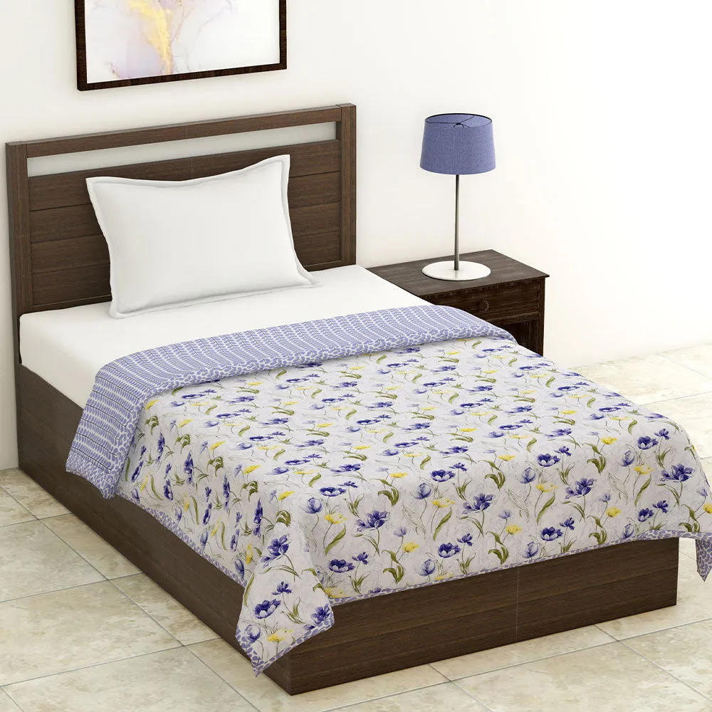 Jaipur Fabric Floral Printed Lightweight Reversible Single Dohar / Blanket Pink