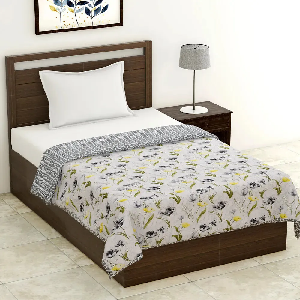 Jaipur Fabric Floral Printed Lightweight Reversible Single Dohar / Blanket Pink