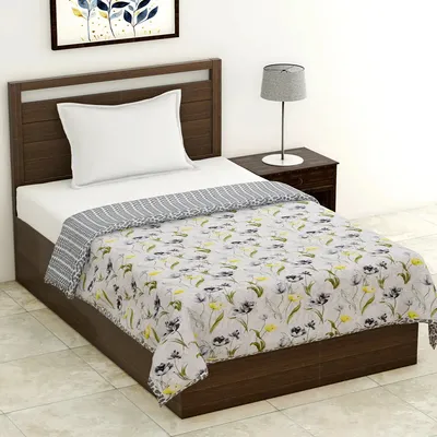 Jaipur Fabric Floral Printed Lightweight Reversible Single Dohar / Blanket