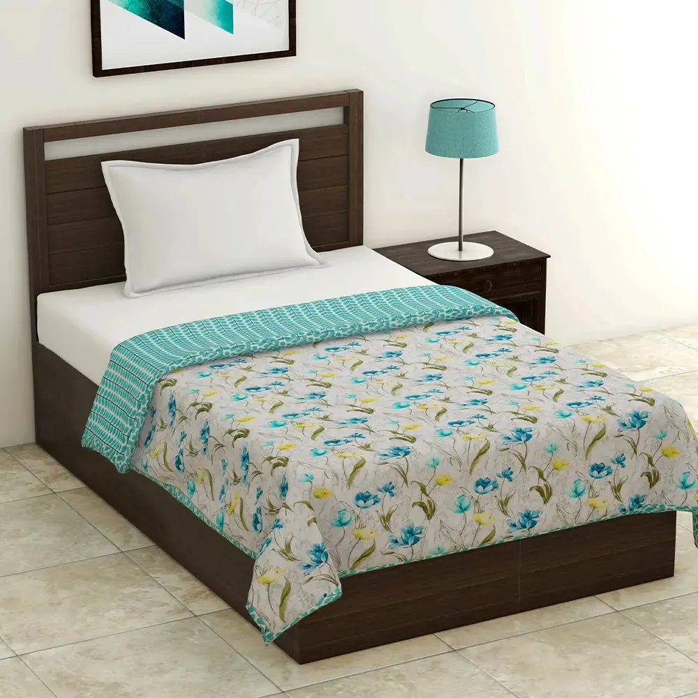 Jaipur Fabric Floral Shower Lightweight Reversible Single Dohar / Blanket