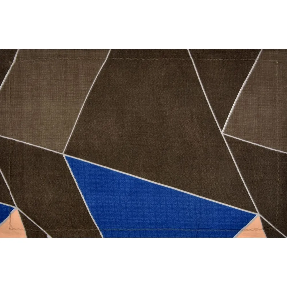 Jaipur Fabric Geometric Designer Shades Of Blue Super Soft Double Bedsheet