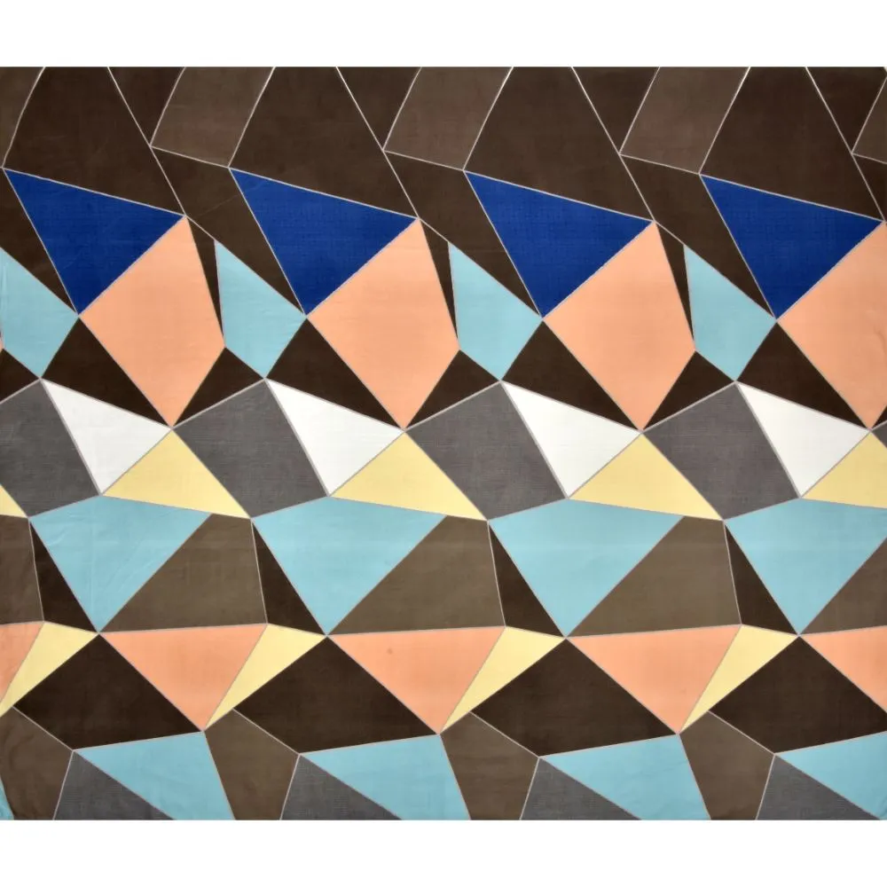 Jaipur Fabric Geometric Designer Shades Of Blue Super Soft Double Bedsheet