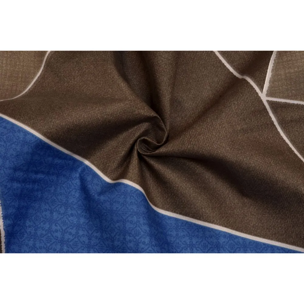 Jaipur Fabric Geometric Designer Shades Of Blue Super Soft Double Bedsheet