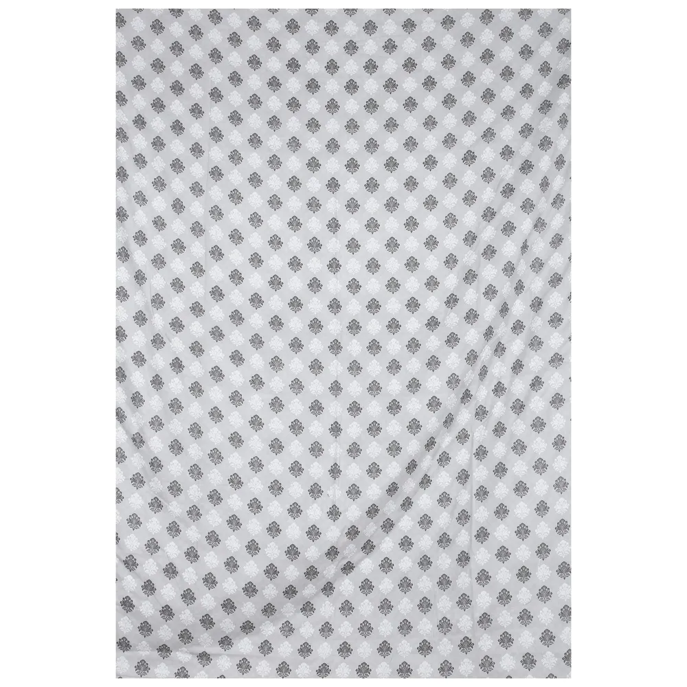 Jaipur Fabric Grey Ethnic Printed Pure Cotton Reversible Double Bed Summer Blanket