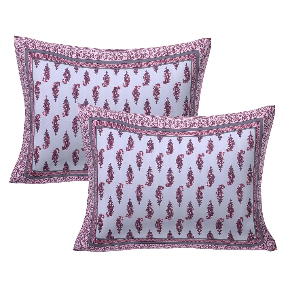 Jaipur Fabric Kacchi Keri Cotton Double Bedsheet Maroon