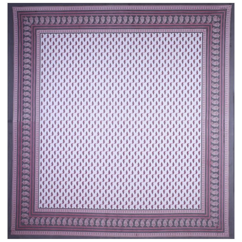 Jaipur Fabric Kacchi Keri Cotton Double Bedsheet Maroon