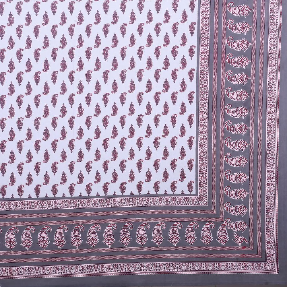 Jaipur Fabric Kacchi Keri Cotton Double Bedsheet Maroon
