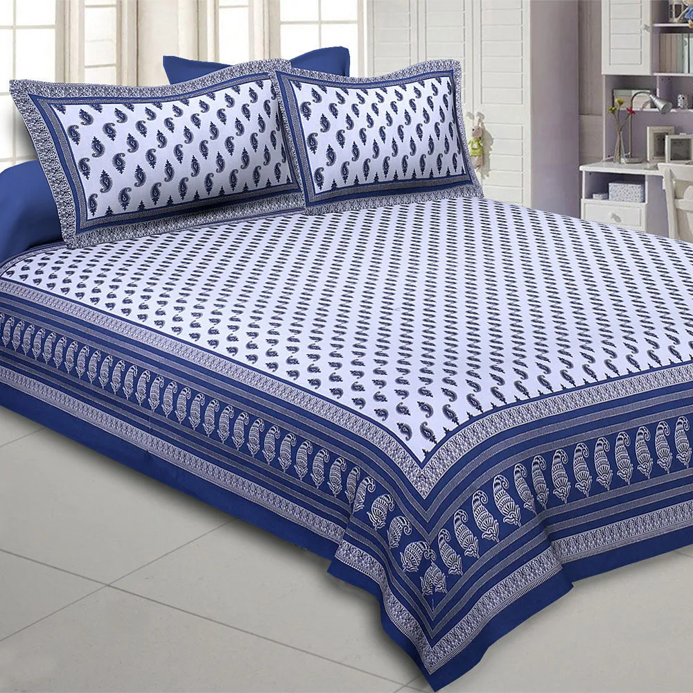 Jaipur Fabric Kacchi Keri Cotton Double Bedsheet Maroon