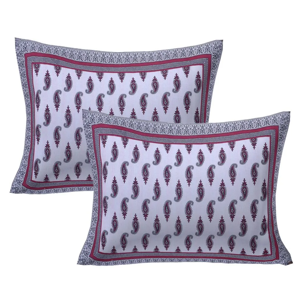 Jaipur Fabric Kacchi Keri Cotton Double Bedsheet Maroon