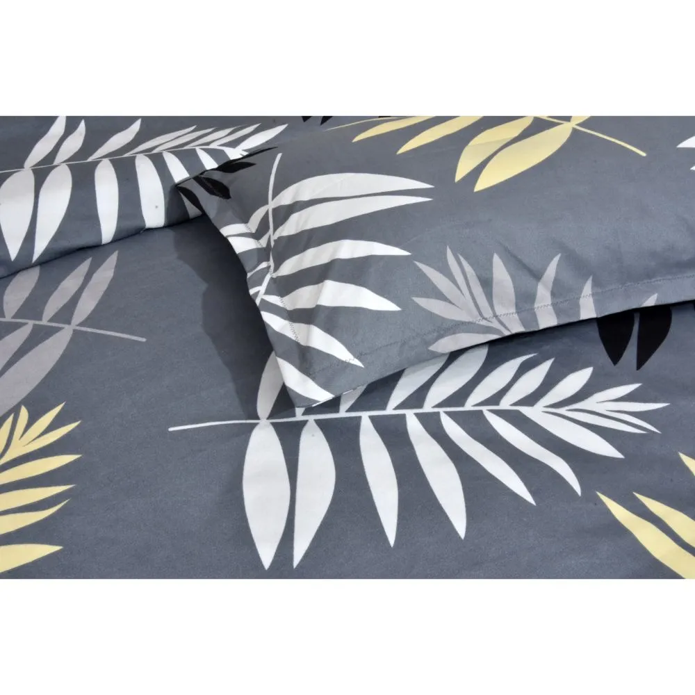 Jaipur Fabric Leaf Designer Bedsheet Dark Printed with 2 Pillow Cover