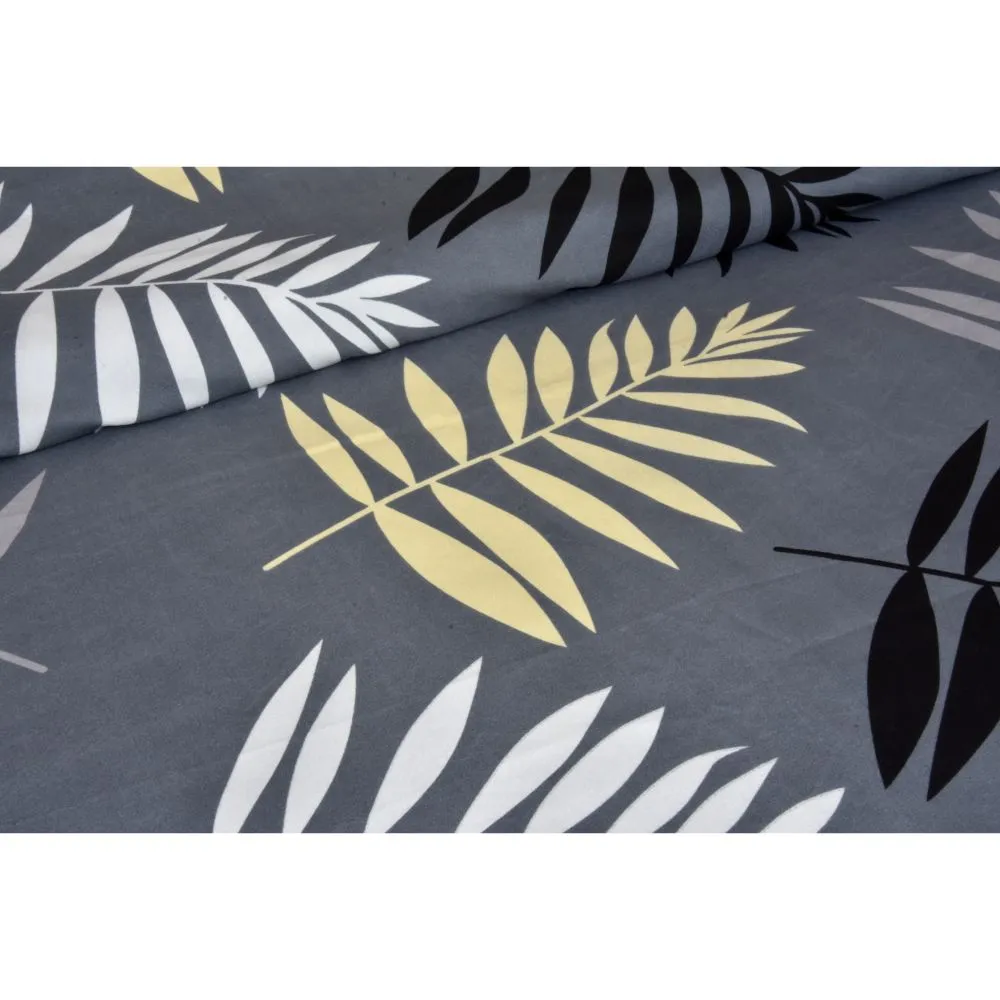 Jaipur Fabric Leaf Designer Bedsheet Dark Printed with 2 Pillow Cover