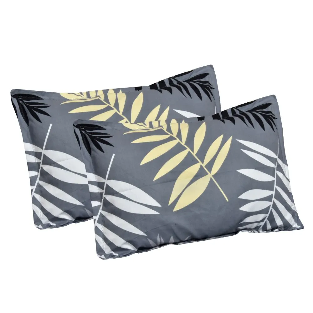 Jaipur Fabric Leaf Designer Bedsheet Dark Printed with 2 Pillow Cover