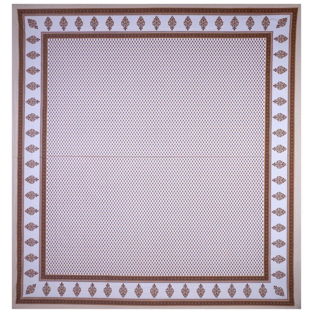 Jaipur Fabric Little Block Prints Cotton Double Bedsheet Blue