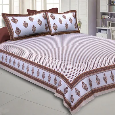 Jaipur Fabric Little Block Prints Cotton Double Bedsheet