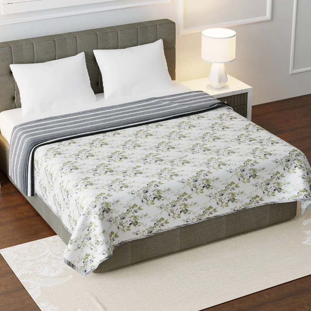 Jaipur Fabric Luxury Olive Cotton Reversible Double Bed Summer Blanket