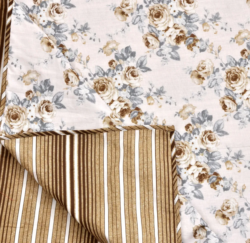 Jaipur Fabric Luxury Roses Brown Cotton Reversible Double Bed Summer Blanket