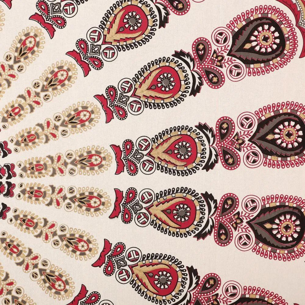 Jaipur Fabric Mandala Gold Print Double Bedsheet with 2 Pillow Covers Blue White