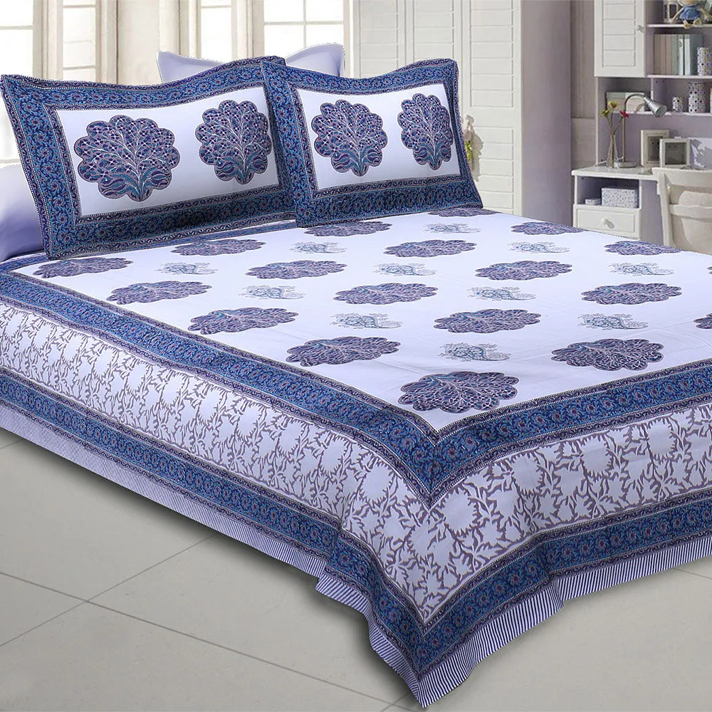 Jaipur Fabric Mesmerizing Mughal Hand Block Print Cotton Double Bedsheet