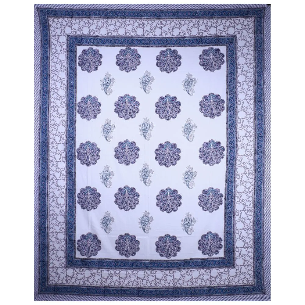 Jaipur Fabric Mesmerizing Mughal Hand Block Print Cotton Double Bedsheet