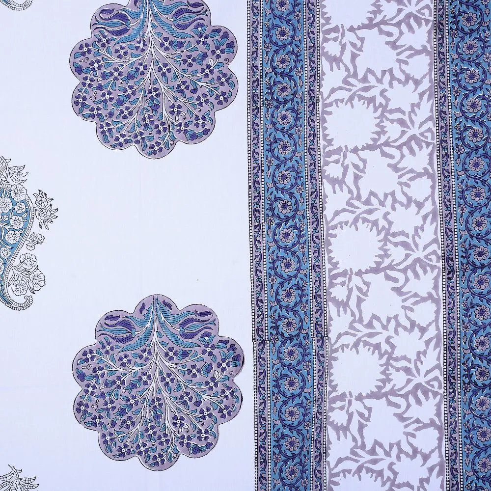 Jaipur Fabric Mesmerizing Mughal Hand Block Print Cotton Double Bedsheet