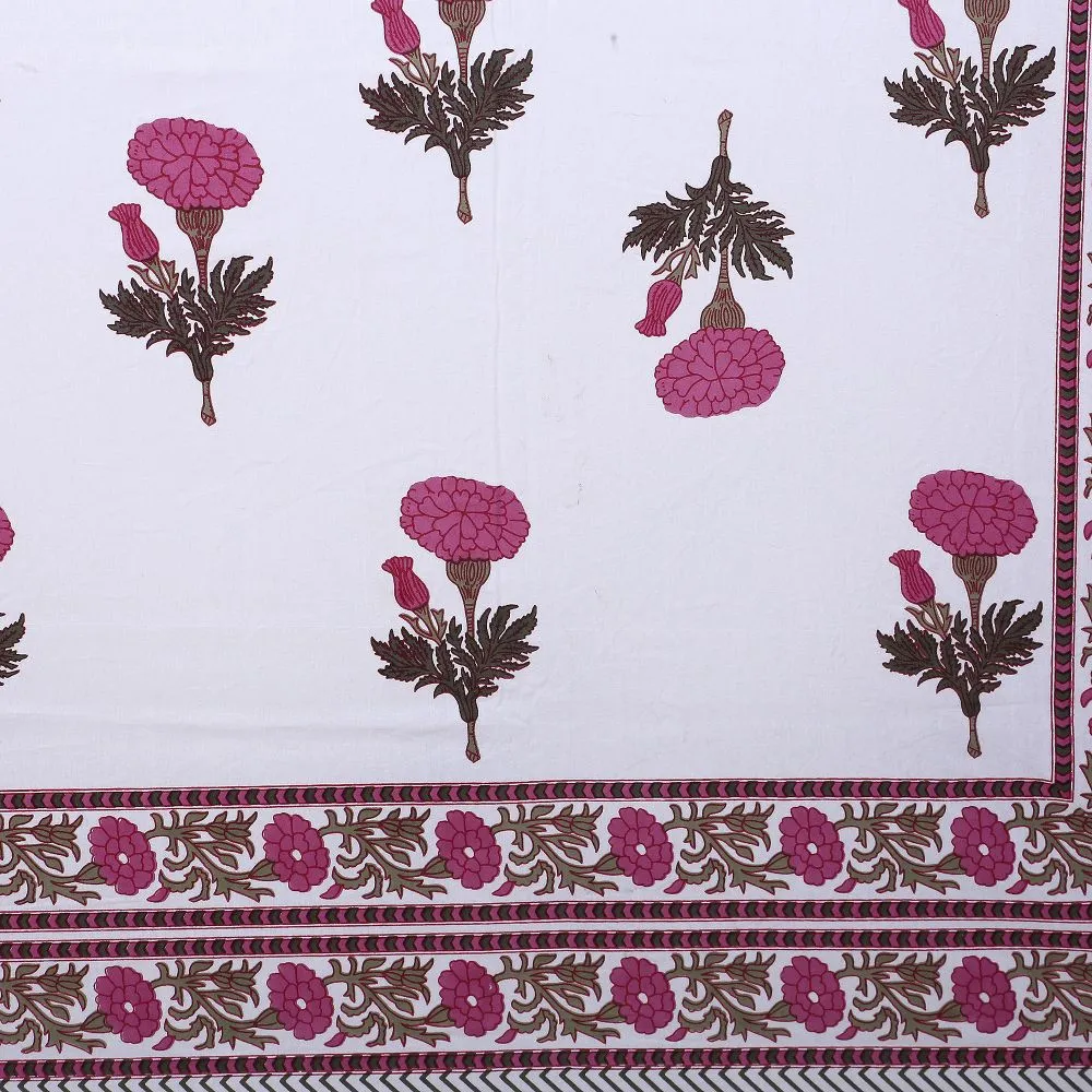 Jaipur Fabric Mystic Marigold Cotton Double Bedsheet Mustard Mystic