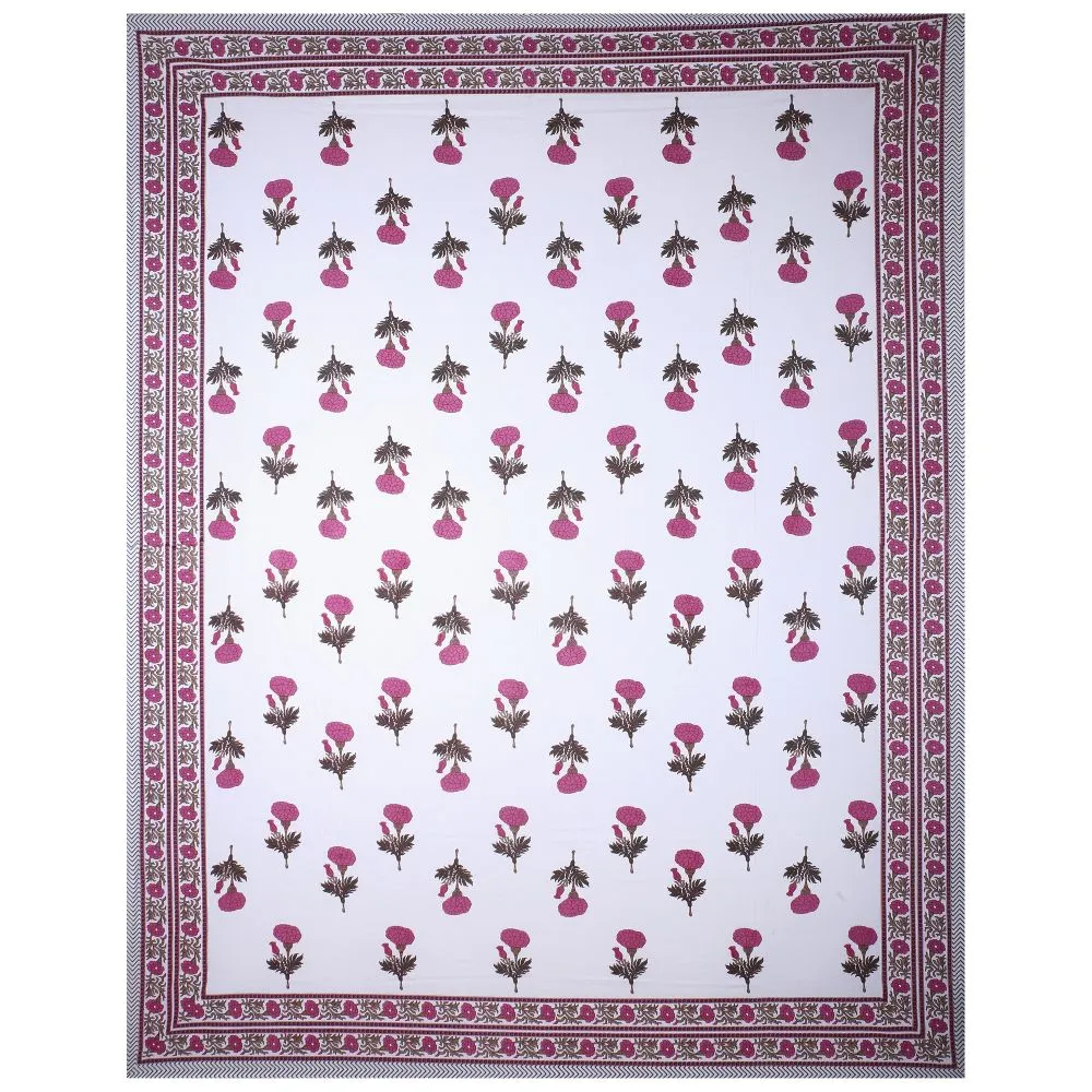 Jaipur Fabric Mystic Marigold Cotton Double Bedsheet Mustard Mystic