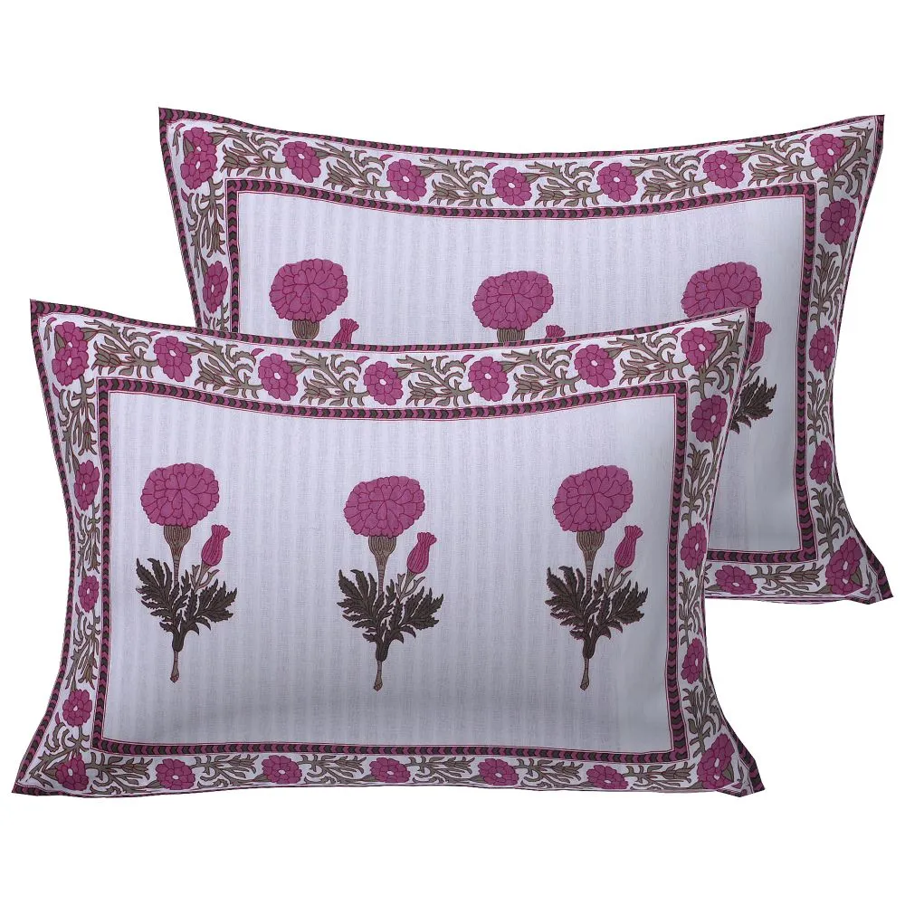 Jaipur Fabric Mystic Marigold Cotton Double Bedsheet Mustard Mystic