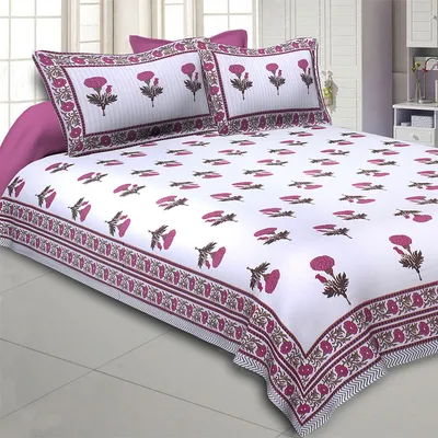 Jaipur Fabric Mystic Marigold Cotton Double Bedsheet