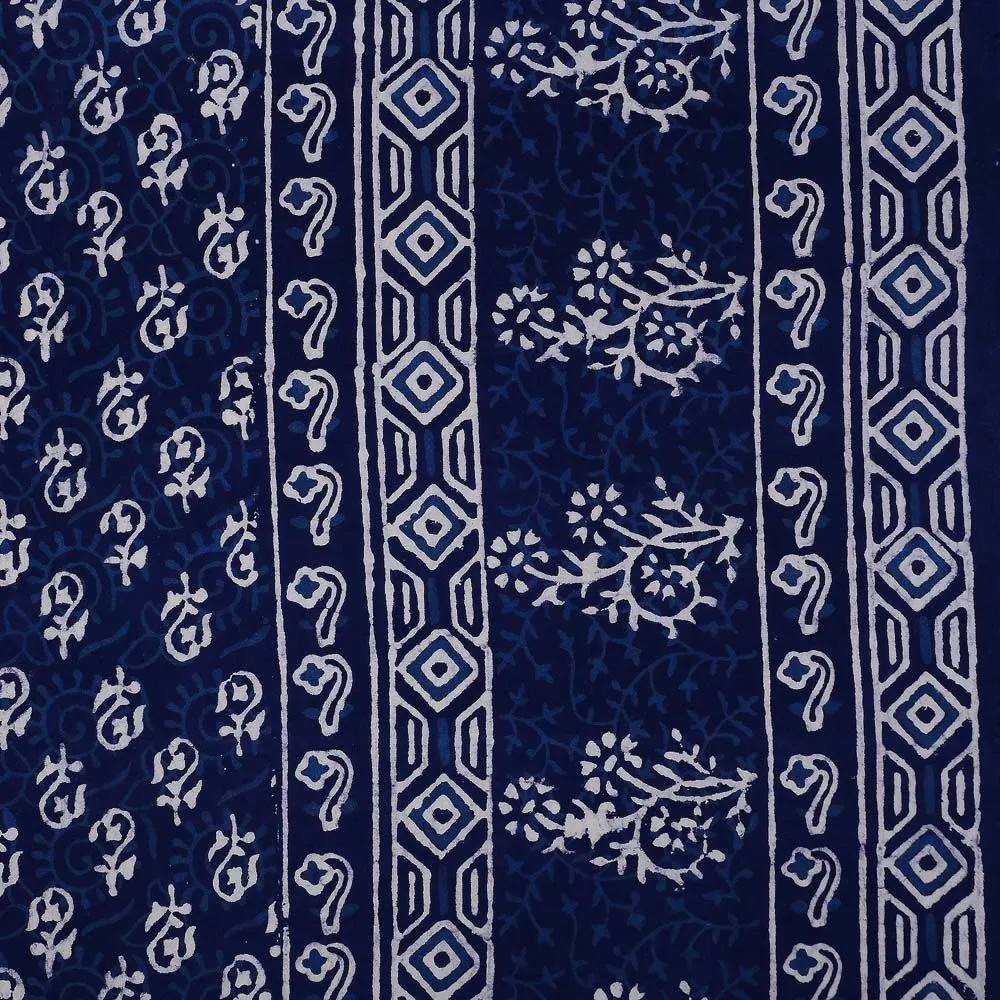 Jaipur Fabric Natural Dye Navy Blue Dabu Print Cotton Double Bedsheet
