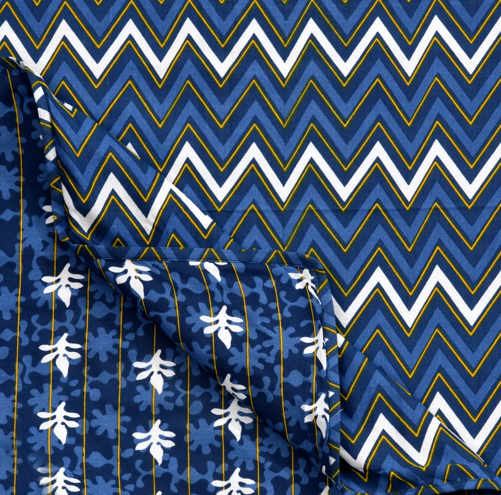 Jaipur Fabric Navy Blue Decorative Pure Cotton Reversible Double Bed Summer Blanket