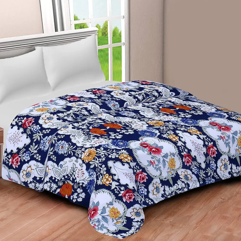 Jaipur Fabric Navy Blue Decorative Pure Cotton Reversible Double Bed Summer Blanket